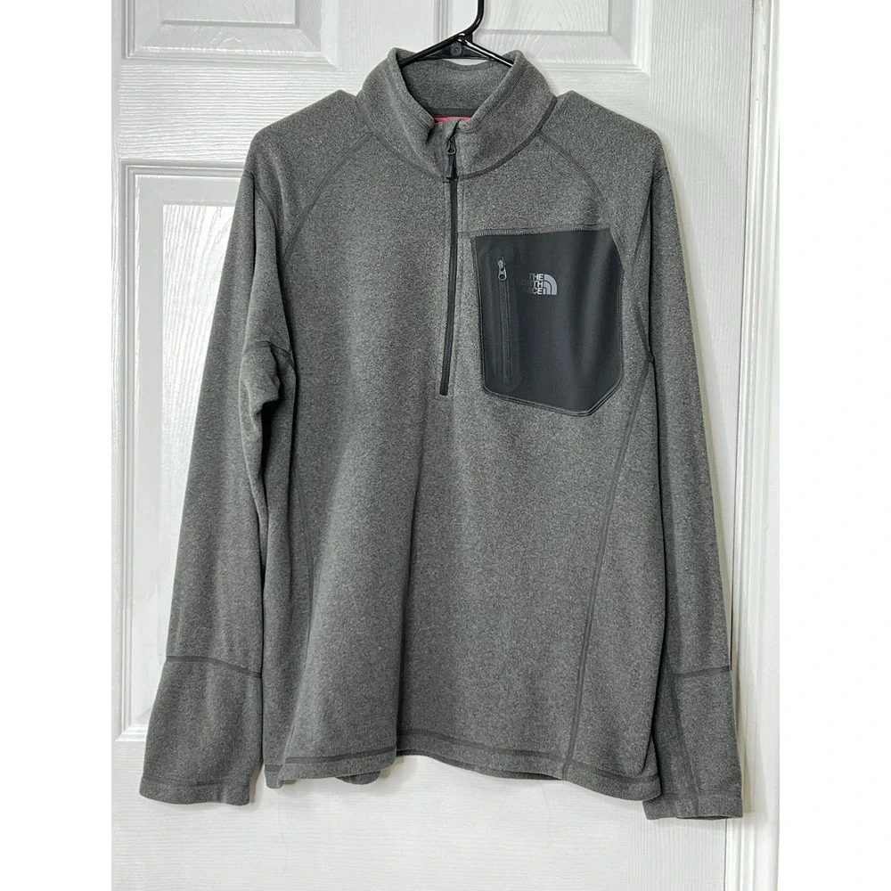The North Face Men's M Gray Polartec Fleece 1/4 Zip‎ Pullover Lightweight Jacket